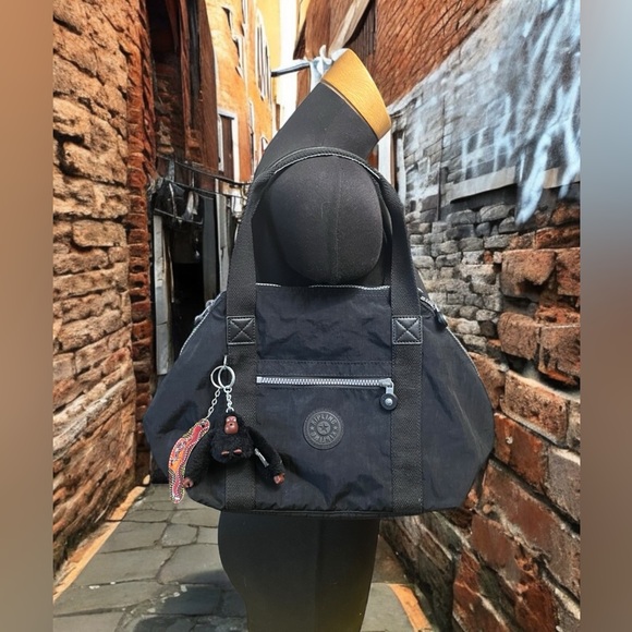 Black expandable Kipling shoulder bag - Picture 1 of 10